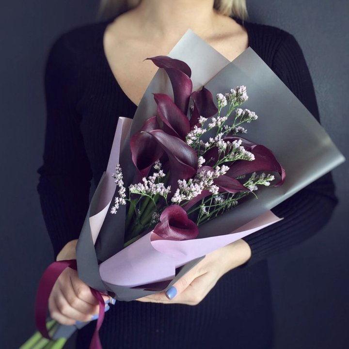 Букет фиолетовых калл в Сыктывкаре