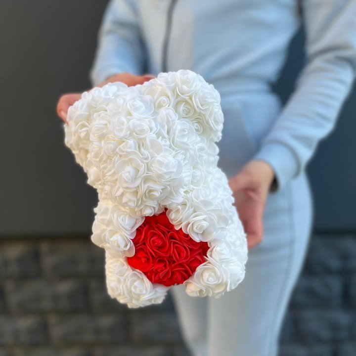 Медведь с красным седцем в Сыктывкаре