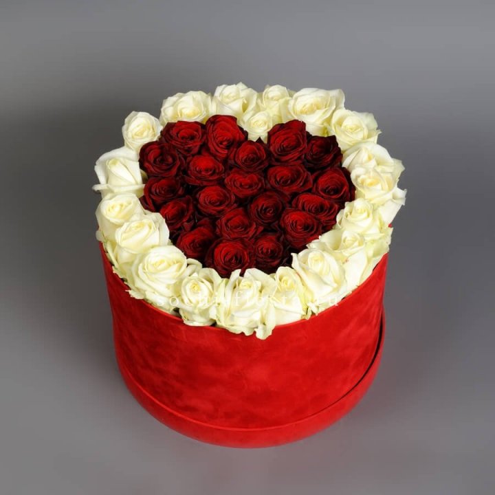 39 красных и белых роз в цилиндре в Сыктывкаре