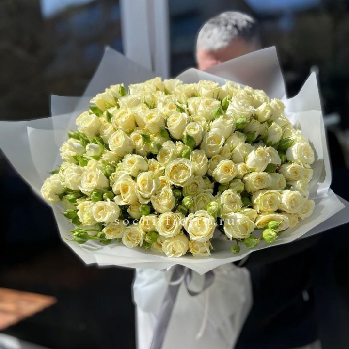 Белые кустовые розы 31 шт в Сыктывкаре