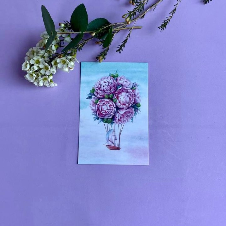 Открытка к букету "Пион" в Сыктывкаре