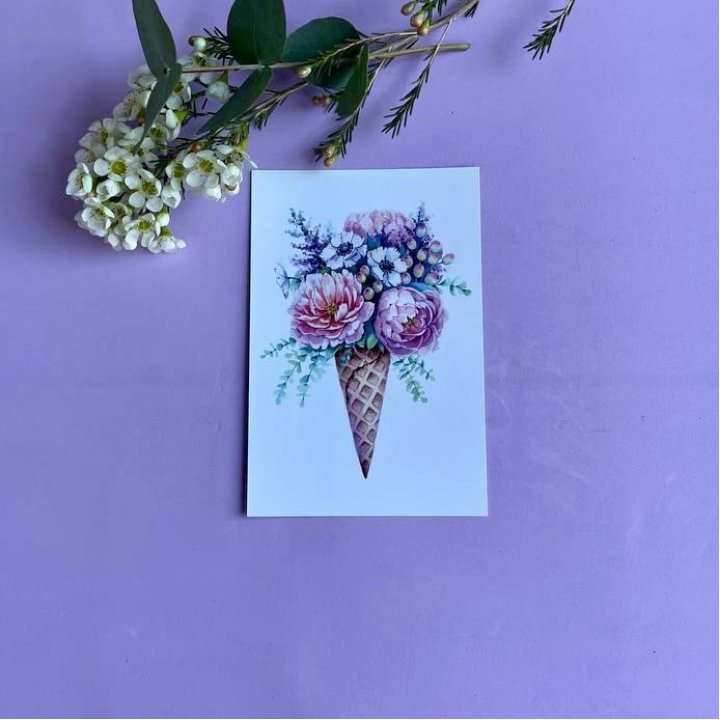 Открытка к букету "Цветочно-кремовый" в Сыктывкаре