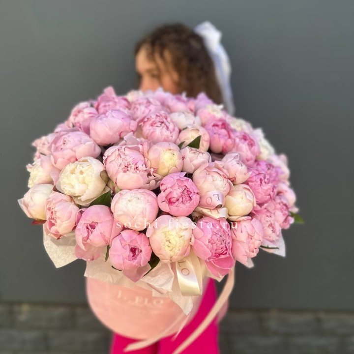 51 нежных пионов  в цилиндре в Сыктывкаре