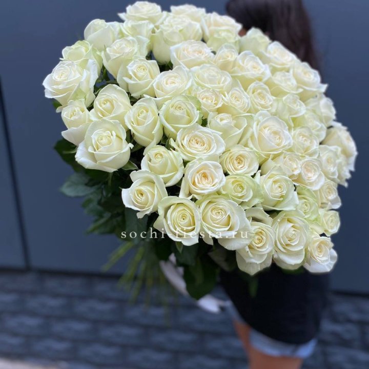 51 белоснежная высокая роза в Сыктывкаре